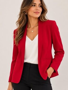 Simply Styled Red Open-Front Women’s Blazer